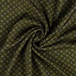 Viscose twill batik olijfgroen Fabrieksprijs