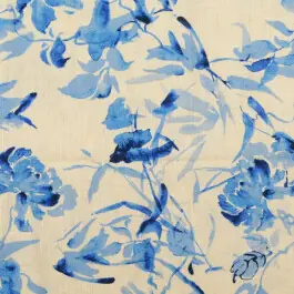 Viscose linnen digitaaldruk bloemen blauw Lage Kosten