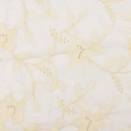 Voile met geborduurde bloemen wit Korting