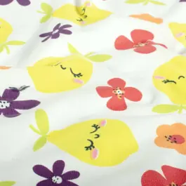 Aanbieding Katoen tricot citroenen offwhite