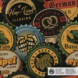 Alleen Vandaag Decostof linnenlook digitaaldruk kroonkurken zwart