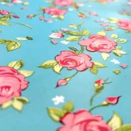 Tafelzeil bedrukt rozen petrol Speciale Aanbieding