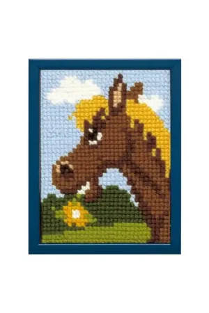 027.030 Voorbedrukt kinder kruissteek borduurpakket Paard 18 x 24 cm Beste Prijs