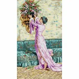 Tijdelijk Beschikbaar Woman kruissteek bedrukt borduur gobelin 40x70cm van ORCHIDEA 089.2733R