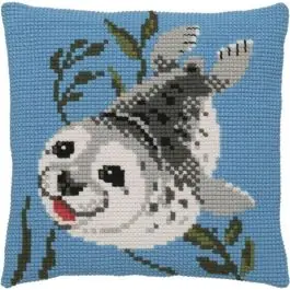 Zeehond voorbedrukt kussen borduurpakket van PAKO 076.003204 Nieuw