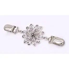 Vestklem lelie oud zilver 11.5x3.5cm Weekendaanbieding