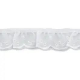 Wit geplooid elastisch broderie van UNION KNOPF 5868 Op = Op