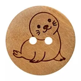Zeehond houten knoop 15mm 2-gaats UNION KNOPF 0454436.0162 Exclusieve Aanbieding