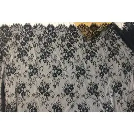 Zwarte kanten stof met schelpenranden 3meter 150cm breed Bestseller