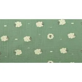 Hydrofiel (mousseline) met schaapjes 100% katoen 135cm breed van WOUTERS mp-132 Gecertificeerd