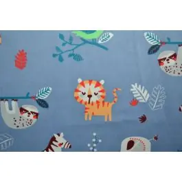 Wilde dieren blauwe katoenen stof WOUTERS 7615-09-01 Weekendaanbieding