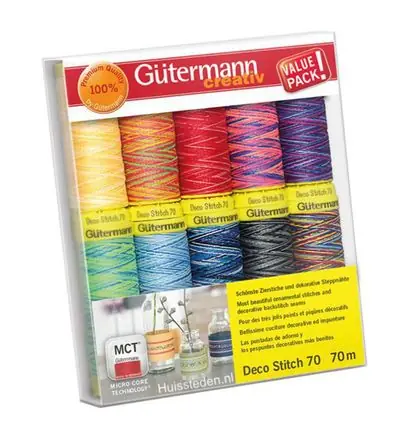 Gutermann Deco Stitch multi naaigarenset 10st Col.3 Express Levering