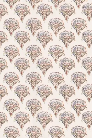 Veilige Betaling Poplin katoen stof, digitale bloemen print, gebroken wit/blauw. Z0047