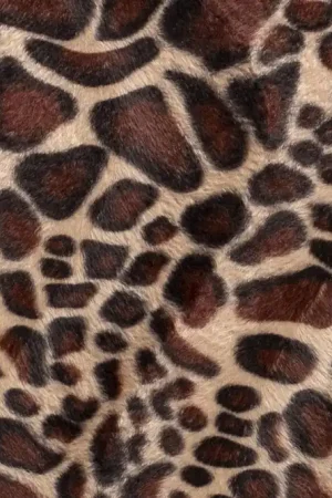 Velboa stof, girafprint, bruin/lichtbruin. V4508.56 Betaalbaar