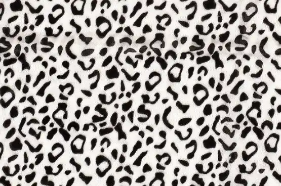 Actieprijs Mesh stretch stof, panterprint met flock, wit/zwart. W0305