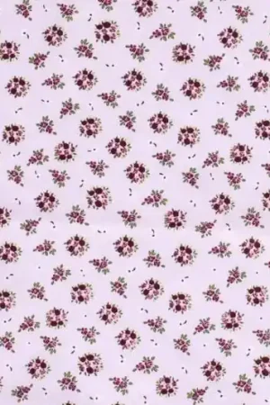 Beperkt Aanbod Poplin katoen stof, bloemetjes print, roze/bordeaux. Q3972