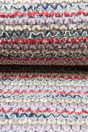 Beperkte Voorraad Gebreide stof, los gebreid, roze/rood/blauw/zilverdraad. Q3847