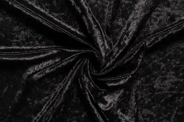 Velour de panne stof zwart .VP069 Must-Have