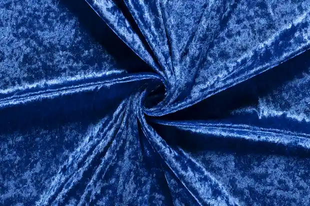 Uitverkoop Velour de panne stof , kobalt blauw . VP005