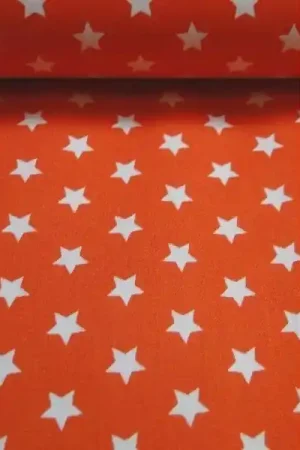 Veilige Betaling Poplin stof oranje met witte sterren, SK036