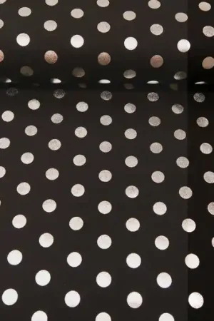 Texture stof, stippen print, zwart/zilver, X2491 Snelle Levering