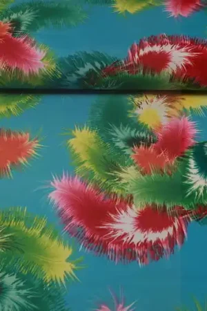 Texture stof, verenprint, blauw, groen, oranje X2391 Hete Deal