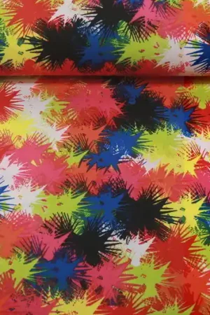 Texture stof, verfpallet, rood/zwart/fuchsia/wit/groen X2476 Tijdelijk Beschikbaar