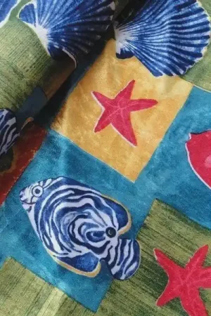 Alleen Vandaag Velour de panne stof , F15 schelp ocean, fuchsia/aqua/geel