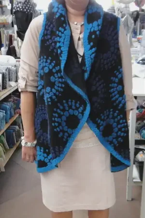 Vervilte wol, panel stof, blauw/zwart/grijs X366 Merkproduct