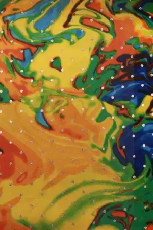 Uitverkoop Texture stof, fantasie/verf print met zilveren stippen. R050