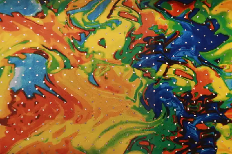 Uitverkoop Texture stof, fantasie/verf print met zilveren stippen. R050