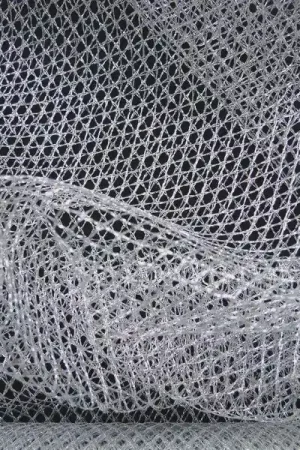 Actieprijs Tule stof zilver, grote mazen