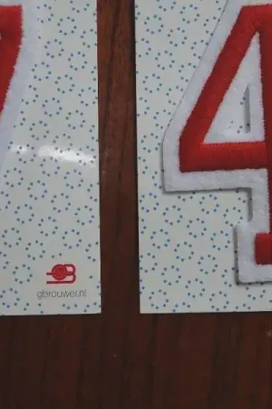 strijk applicatie cijfers 0 t/m 9 rood/ wit Actieprijs