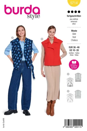 Speciale Aanbieding Burda Style, Naaipatroon Gilet, bodywarmer 5714