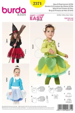 Superprijs Burda Kids Style, naaipatroon heks & ijsprinses. – 2371