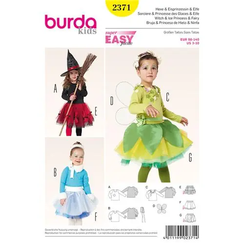 Superprijs Burda Kids Style, naaipatroon heks & ijsprinses. – 2371