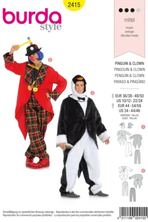 Bestseller Burda Style, naaipatroon Clown en pinguïn. – 2415