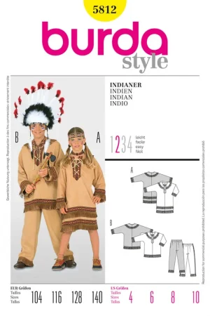 Burda Kids Style, naaipatroon indiaan. – 5812 Gratis Verzending
