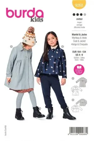Burda Style kids, naaipatroon mantel en jas. – 9268 Direct Beschikbaar