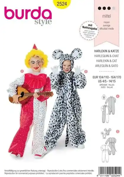 Veilige Betaling Burda Kids Style, naaipatroon Harlekijn en kat. – 2524