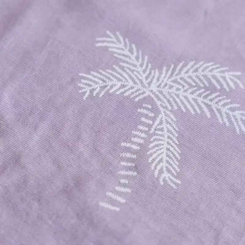 Viscose linnen mix palmbomen lila Aanbieding