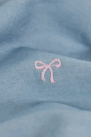 Beperkte Voorraad Chambray geborduurde strikken