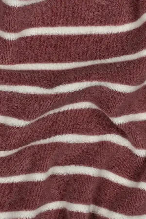 Badstof yarn dyed strepen mauve\\/ecru Dagaanbieding