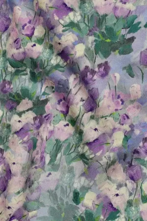 Viscose satijn digitaal bloemen groen Direct Beschikbaar