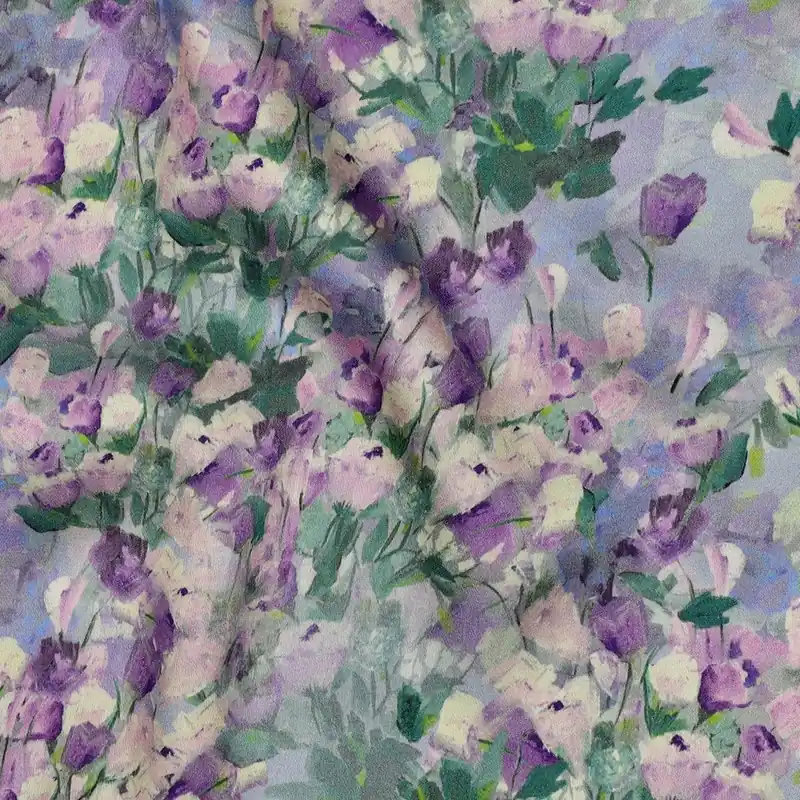 Viscose satijn digitaal bloemen groen Direct Beschikbaar