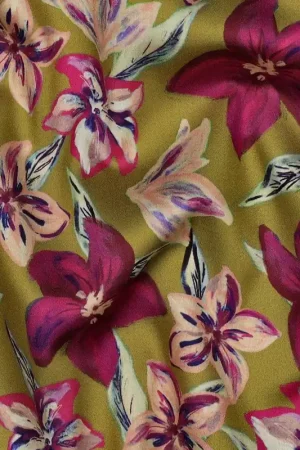 Alleen Vandaag Katoen satijn digitaal bloemen groen