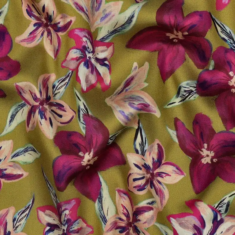 Alleen Vandaag Katoen satijn digitaal bloemen groen