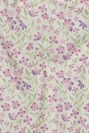 Uitverkoop Katoenen poplin bloemen paars