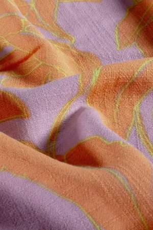 Viscose linnen bloemen lila Express Levering