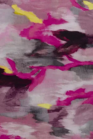 Viscose linnen abstract fuchsia Lage Prijs